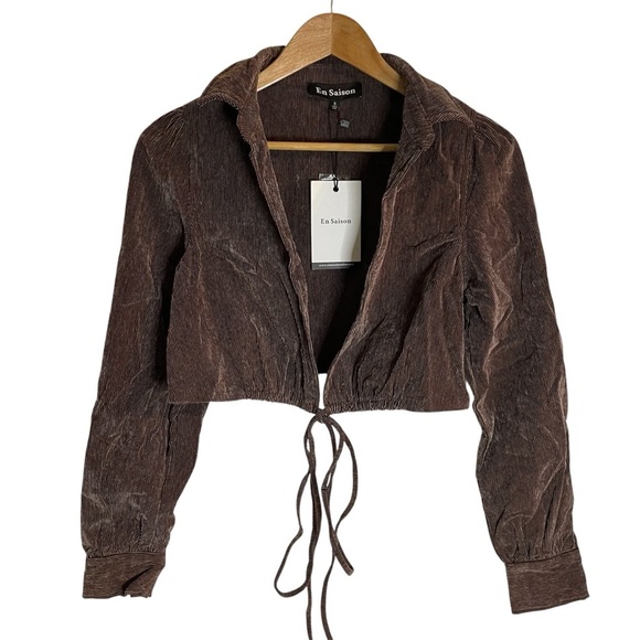 En Saison Route Wrap Brown Corduroy Jacket Size Small New retro academia preppy - Picture 1 of 11